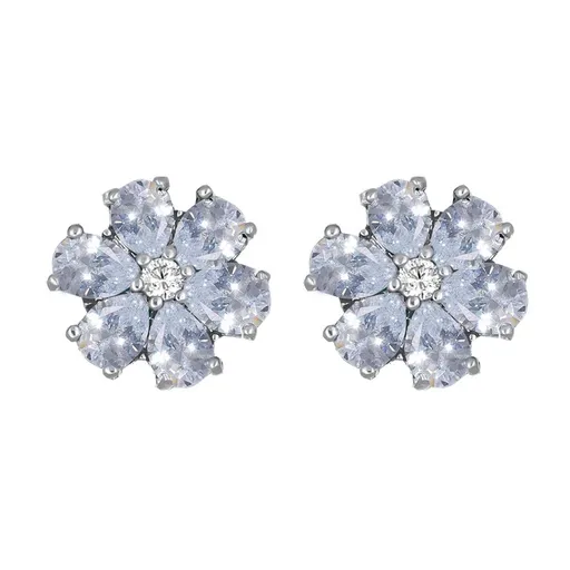 CRYSTalp Cercei flori cu cristale transparente Flower Kiss 42288.WHI.R