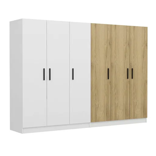 Dulap pentru haine, Hanah Home, Kale, 270x190x52 cm, Alb/Maro