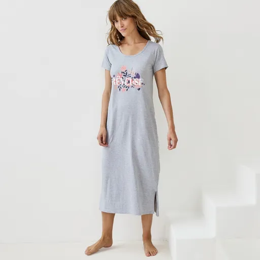 Cămașă de noapte lungă cu mâneci scurte și imprimeu Rêveuse *.