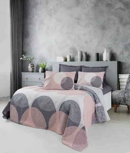 Cuvertura matlasata dubla, L'essentiel Maison, Leron, Gri