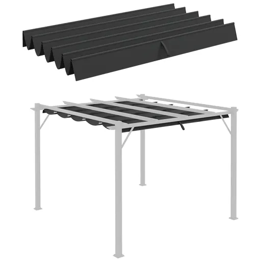 Outsunny Copertina retractabila pentru pergola, Copertina de rezerva din material textil pentru pergola de 3 x 3 (m), gri inchis | AOSOM RO