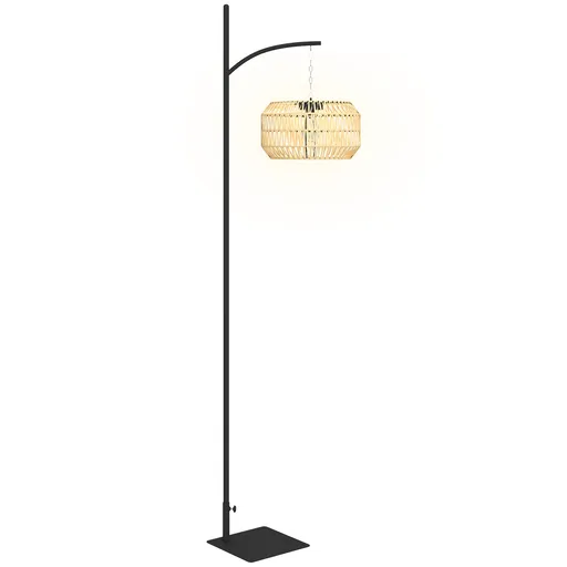 Outsunny Lampadar solar exterior rășină împletită, lampadar boem 178 cm, senzor de lumină, iluminare automată, galben | Aosom Romania