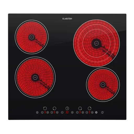 Klarstein Virtuosa aragaz cu placă ceramică construit cu Plita 4 zone sticlă ceramică 59x52cm 6500W