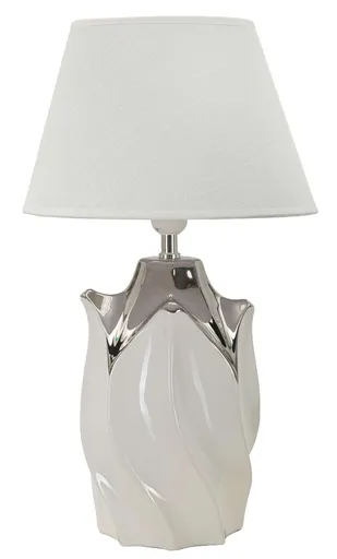 Lampa de masa Shiney, Mauro Ferretti, 1 x E27, 40W, 30x51 cm, ceramica/fier, alb/argintiu