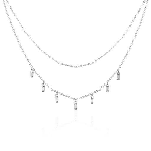 Agato Colier dublu din argint cu zirconi AGT-N007W