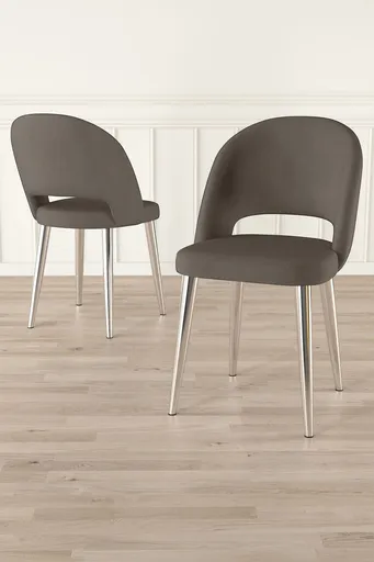 Set scaune 6 piese, Hanah Home, Pane, Cappuccino / Chrome