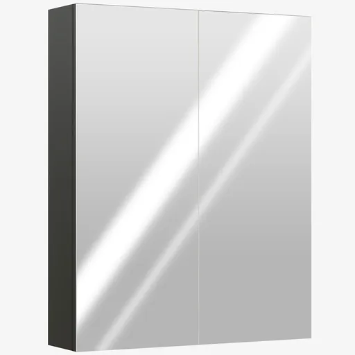 HOMCOM Dulap Suspendat de Baie cu 2 Uși cu Oglindă și 2 Rafturi Interne 60x15x75cm, Negru | Aosom Romania