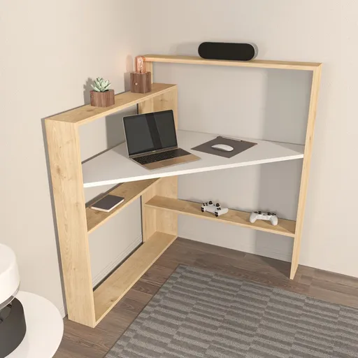 Birou, Hanah Home, Kelly, 93.6x114 cm, Stejar / Alb