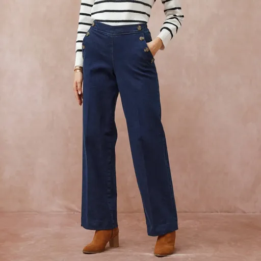 Blugi lați cu nasturi decorativi