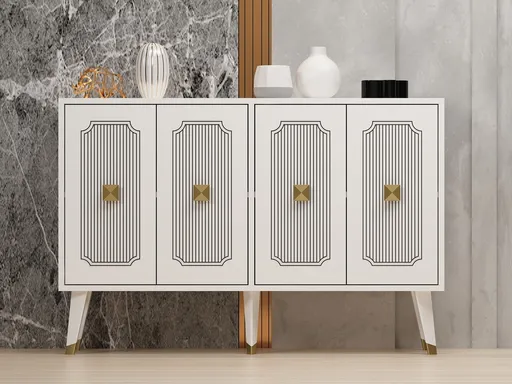 Consola, Hanah Home, Derasi, 120x80x30 cm, Alb/Auriu