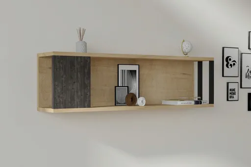 Raft de perete, Hanah Home, Meedo, 100x29x20 cm, Pin Atlantic / Antracit