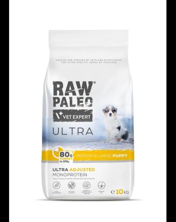 RAW PALEO Ultra Turkey Medium&amp;Large Puppy 10kg Sac hrana catei talie medie si mare, cu curcan