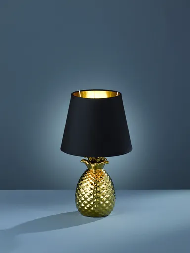 Lampa de masa Pineapple, RL, 20x35 cm, 40W, 1x E14, ceramica/textil, auriu/negru