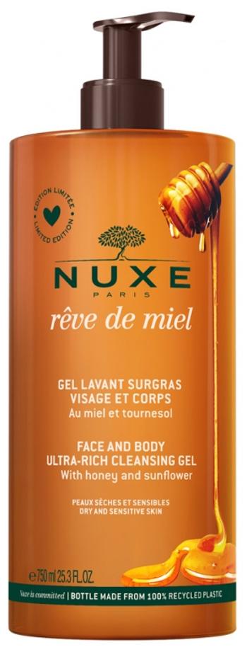 Nuxe Gel de duș emolient pentru corp și față Rêve de Miel (Face and Body Ultra Rich Cleansing Gel) 750 ml