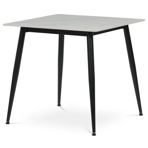 Masă de sufragerie 80 x 80 cm, ceramică șimarmură, albă, alb