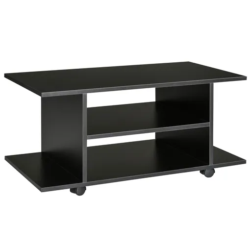Mobilier Pentru Tv in Lemn cu Roti HOMCOM, Negru,40x40x80cm| Aosom RO | Aosom Romania
