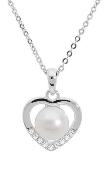 Brilio Silver Colier romantic din argint cu perlă adevărată MP05186C (lănțișor, pandantiv)