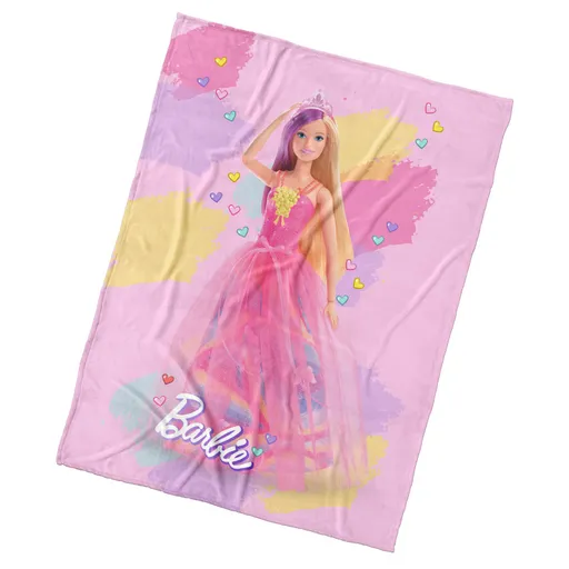 Carbotex Pătură pentru copii Barbie Lumea curcubeului, 130 x 170 cm