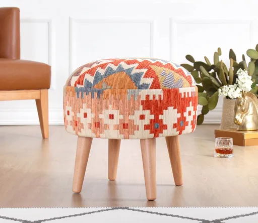 Taburet, Atelier del Sofa, 209FLF1443, 50% bumbac, 50% in, Multicolor