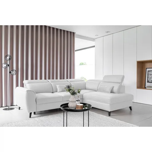 Coltar extensibil dreapta 4 locuri ELTAP, RT-01SAV, Noble, 255x201x100 cm, lemn/poliester, alb