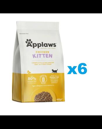 APPLAWS Cat Kitten Chicken 2,4 kg (6x400g) Pachet hrana uscata pisoi, cu pui