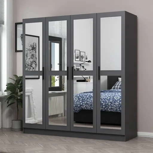 Dulap pentru haine, Hanah Home, Kale, 180x190x52 cm, Antracit