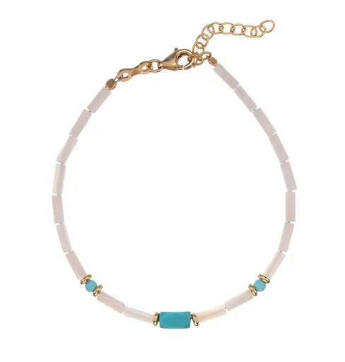 Alisia Brățară fermecătoare placată cu aur cu turcoaz și perle AL4995.01.000