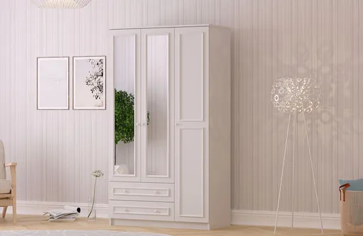 Dulap pentru haine, Hanah Home, Rb-186, 105x182x52 cm, Alb mat