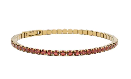 Furiosa Brățară de tenis cu cristale roșii Swarovski SB-CHERRYTENNIS-G 16 cm