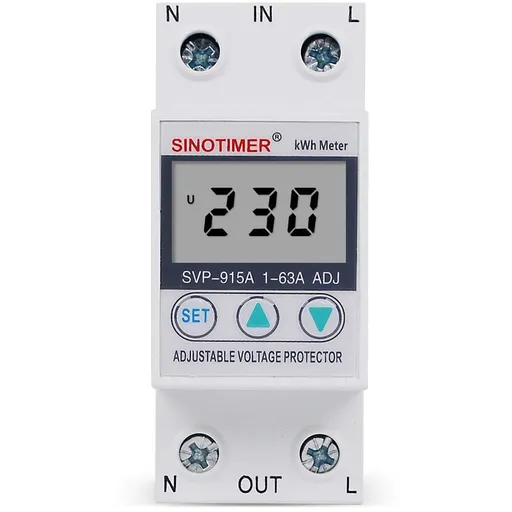 Releu digital de protectie tensiune, Sinotimer, 63A, SVP-915A, ecran digital LED