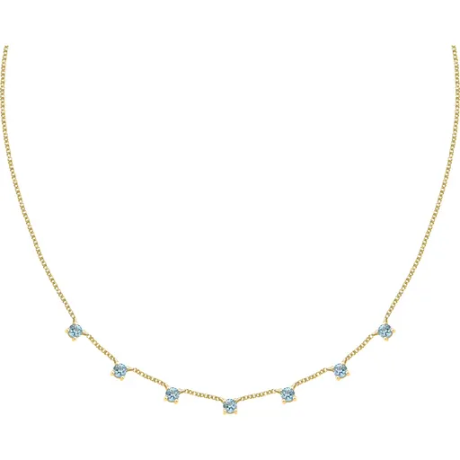 Morellato Colier placat cu aur cu zircon cubic albastru Tesori SAIW303
