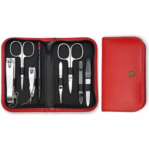 Set manichiură Kellermann 52136, pentru femei, dinpiele naturală, roșu, roșu