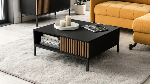 Masuta de cafea ELTAP, Meorati, 80x80x35 cm, PAL/ABS, negru/maro