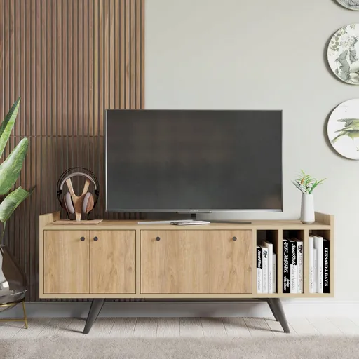 Comoda TV, Hanah Home, Brukge, 150x56x40 cm, Stejar