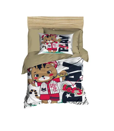 Lenjerie de pat pentru copii, L'essentiel Maison, PH144, Kaki / Roșu / Maro