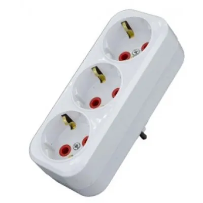 Stecher triplu Schuko Starke ST01408, 16A 2P+E 3 prize alb