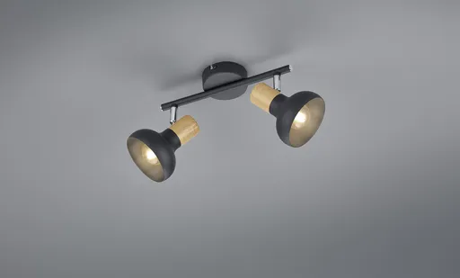 Plafoniera Latika, RL, 30x13.5x18.5 cm, 10W, 2x E14, metal, negru mat/natur