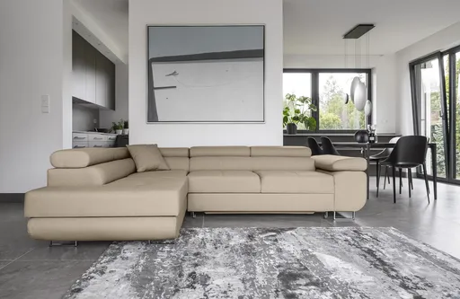 Coltar extensibil stanga 4 locuri, ELTAP, Anton, 272x203x85 cm, lemn/poliester, bej inchis