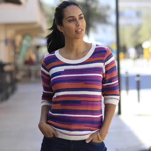 Pulover în dungi cu model azura