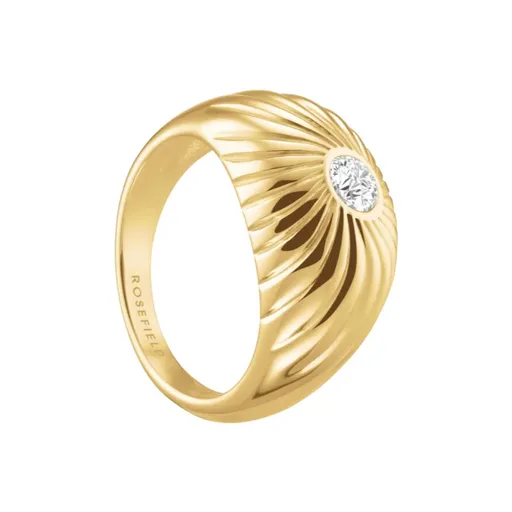 Rosefield Inel de lux din oțel placat cu aur, cu cristale Solitaire JRBT 54 mm