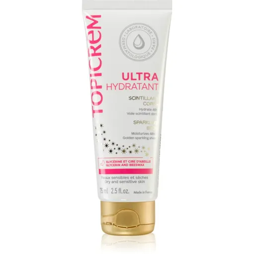 Topicrem UH BODY Ultra-Moisturizing Sparkling Body lapte de corp intens hidratant cu particule stralucitoare 75 ml