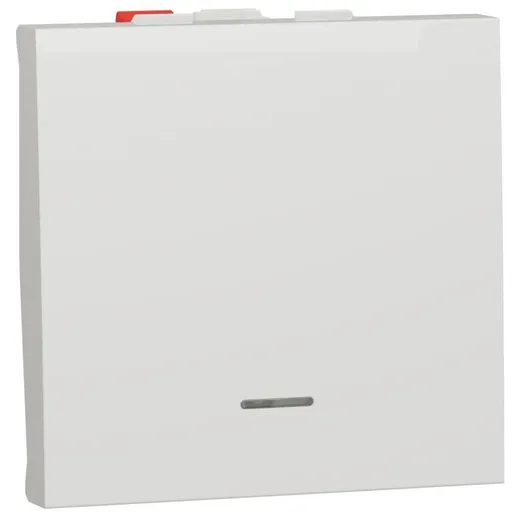 Intrerupator revenire 10A 2 module indicator luminos Schneider Noua Unica NU320618N, alb