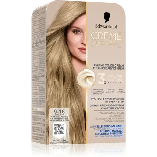 Schwarzkopf Creme Supreme Culoare permanenta pentru par culoare 9-16 Cool Ash Very Light Blonde 60 ml