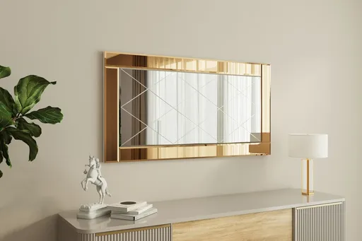 Oglinda decorativa, Hanah Home, Pierre, 60x120x2.2 cm, Bronz / Alb