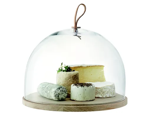 LSA International Capac din sticlă cu suport din lemn, LSA Ivalo, diametru 30 cm, Handmade