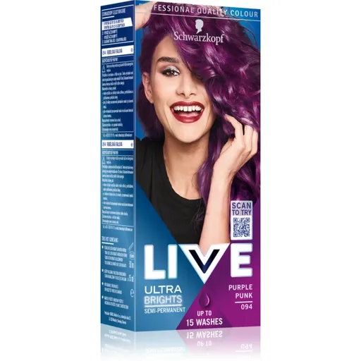 Schwarzkopf LIVE Ultra Brights or Pastel vopsea de păr semipermanentă culoare 94 Purple Punk 1 buc