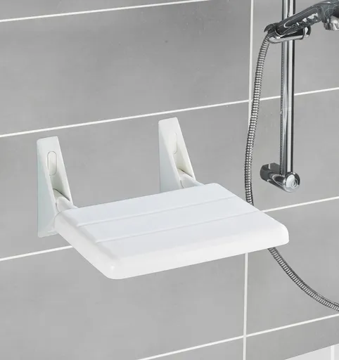 Scaun de dus rabatabil Secura, Wenko, 35x36x19 cm, aluminiu/ABS, alb