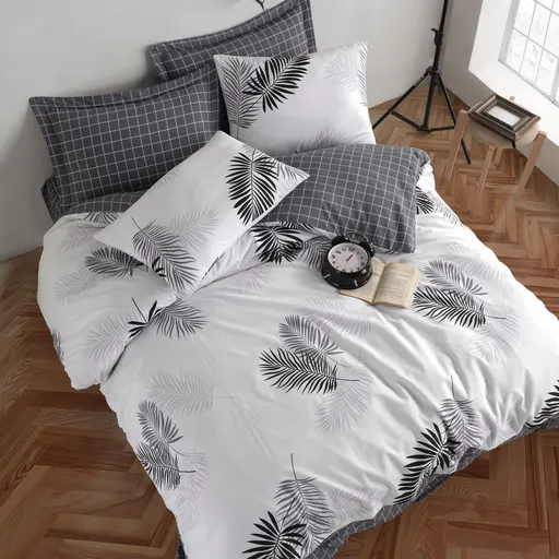 Set lenjerie de pat EnLora Home 162ELR1703, 80% bumbac, 20% poliester, 4 piese, Cearsaf pat 200x220 cm, Cearsaf plapuma 220x240 cm, Fete de perne 50x7