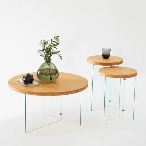 Masuta de cafea, Hanah Home, Serenity, 70x40 cm, Transparent / Stejar