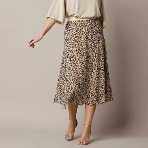Fustă lungă evazată cu imprimeu piele de animal